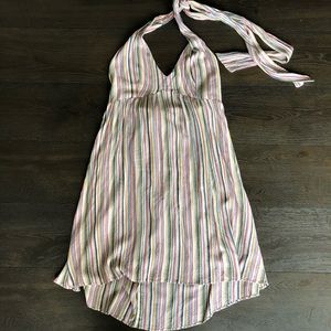 Multicolored Striped Halter Dress
